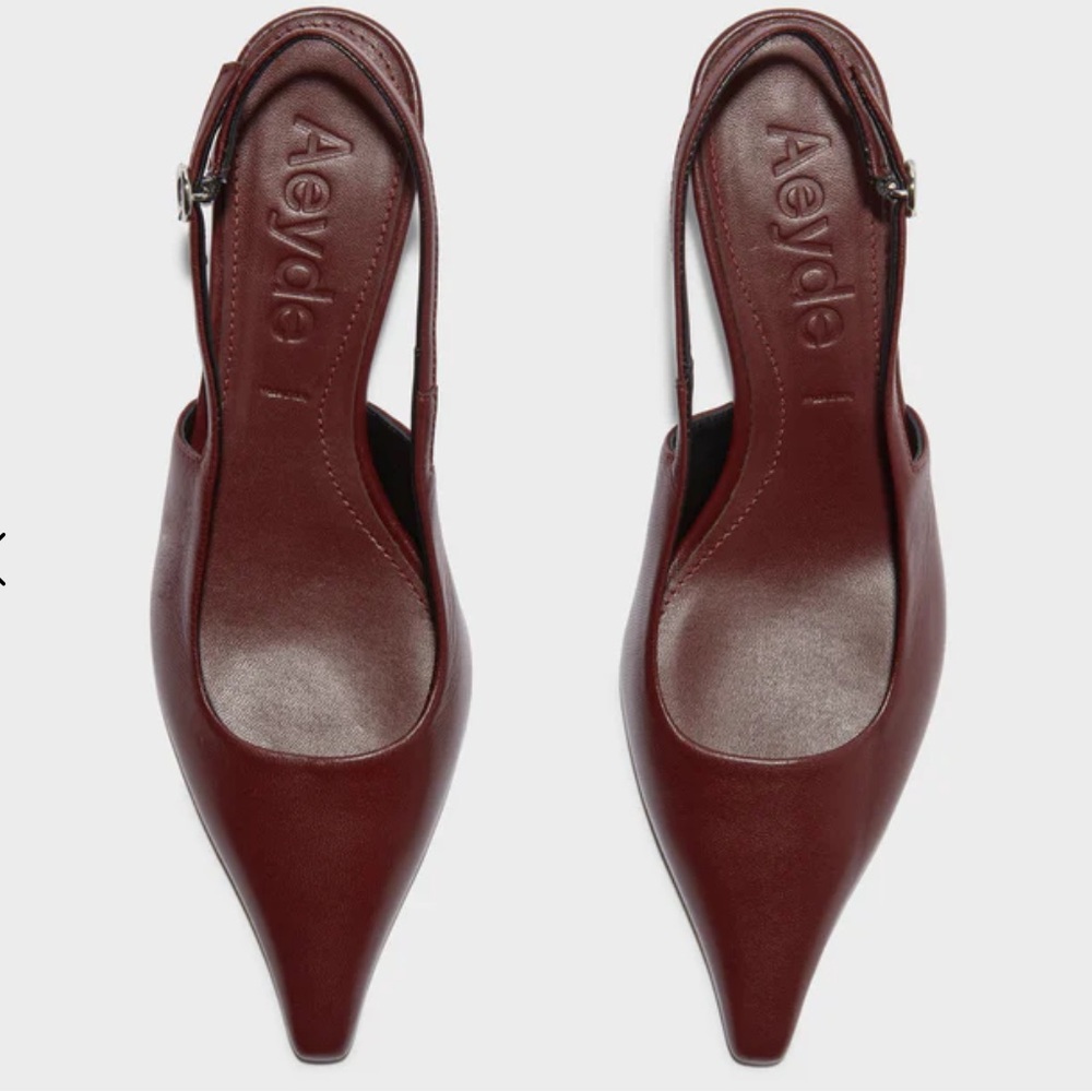 ♥️NWT AEYDE CATRINA NAPPA LEATHER SLINGBACK PUMPS IN BURGUNDY SIZE 40/US10 - Picture 6 of 15